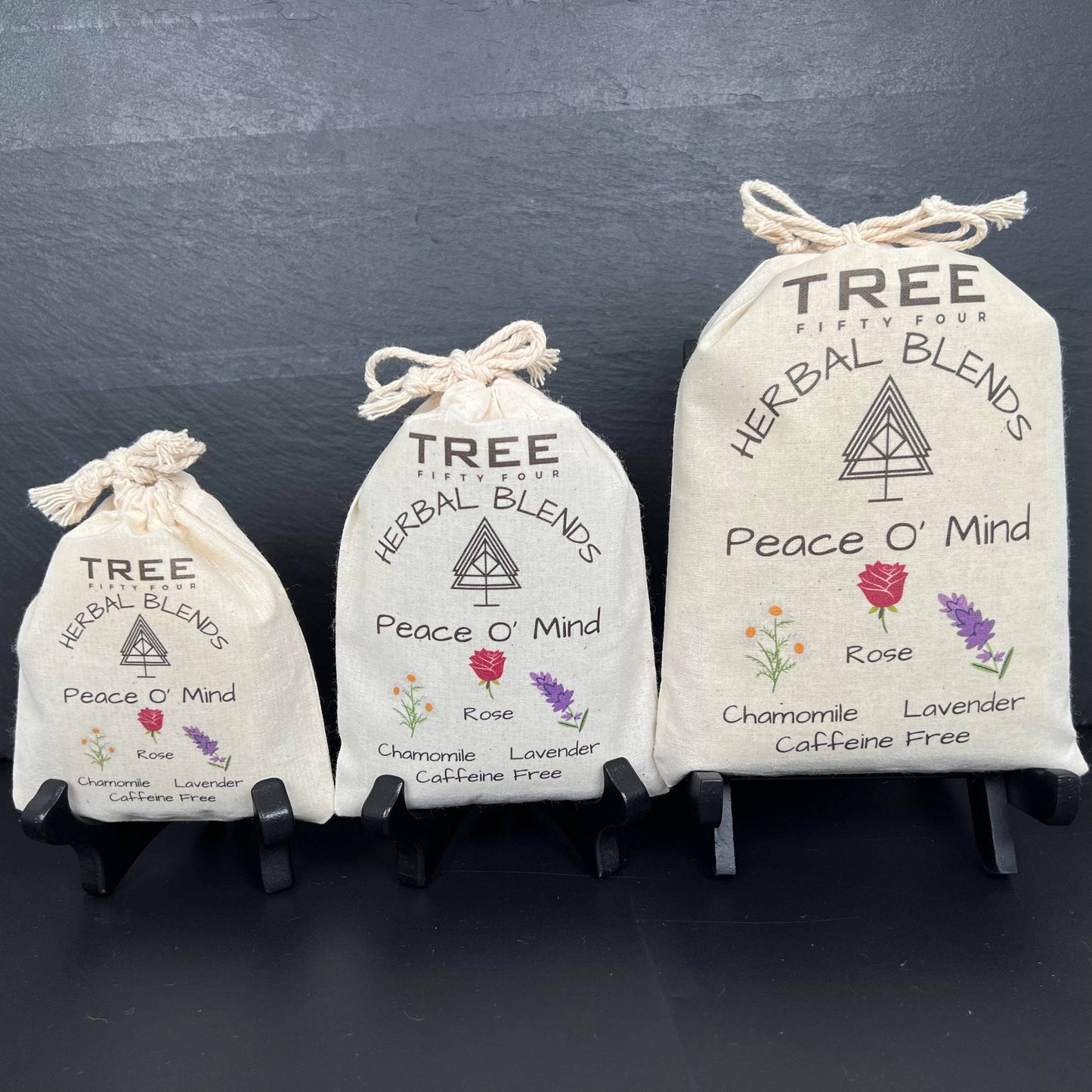 Loose Tea in Drawstring Sachet - Tree Fifty Four - Peace O' Mind Herbal Tea Blend (3oz)