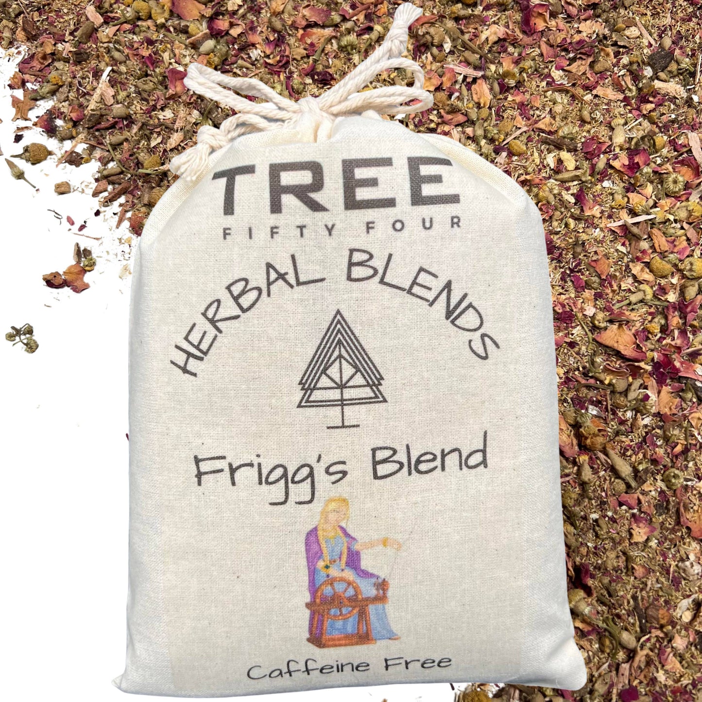 Loose Tea in Drawstring Sachet - Tree Fifty Four - Frigg's Herbal Tea Blend (3oz)
