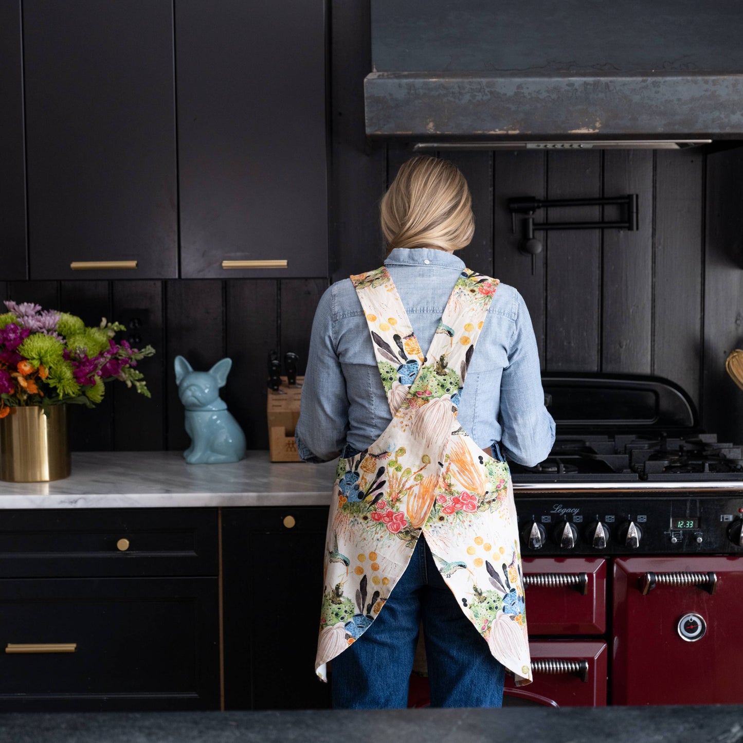 Apron - Pinafore Style - Lichen Jungle with Hummingbirds