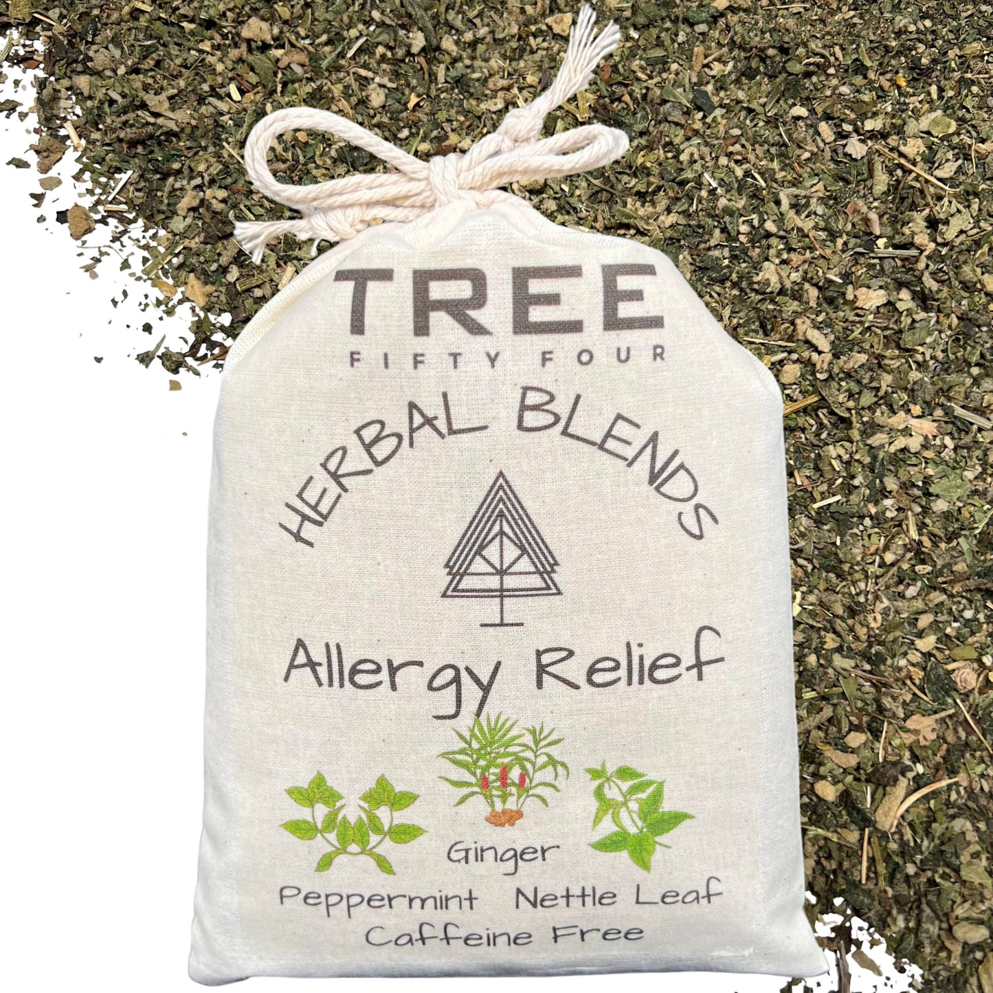 Loose Tea in Drawstring Sachet - Tree Fifty Four - Allergy Relief Herbal Tea Blend (3oz)