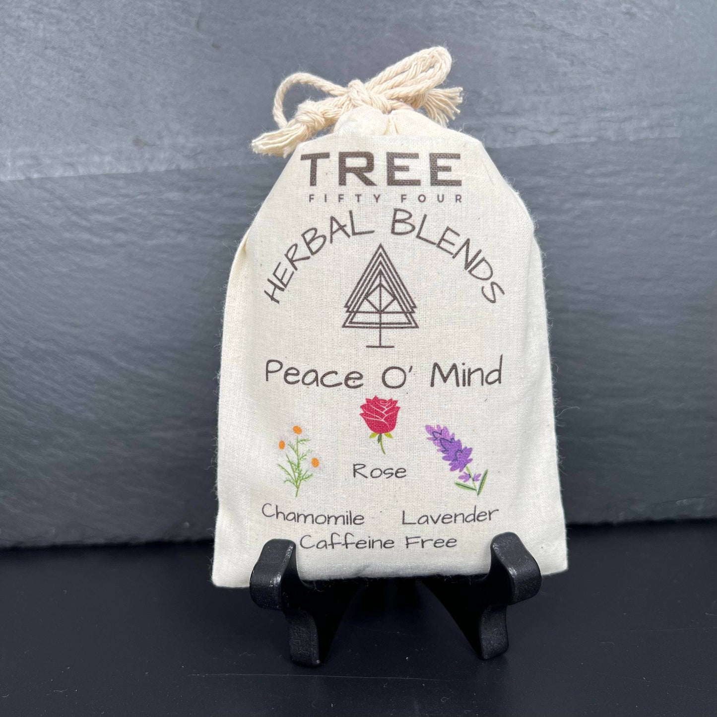 Loose Tea in Drawstring Sachet - Tree Fifty Four - Peace O' Mind Herbal Tea Blend (3oz)