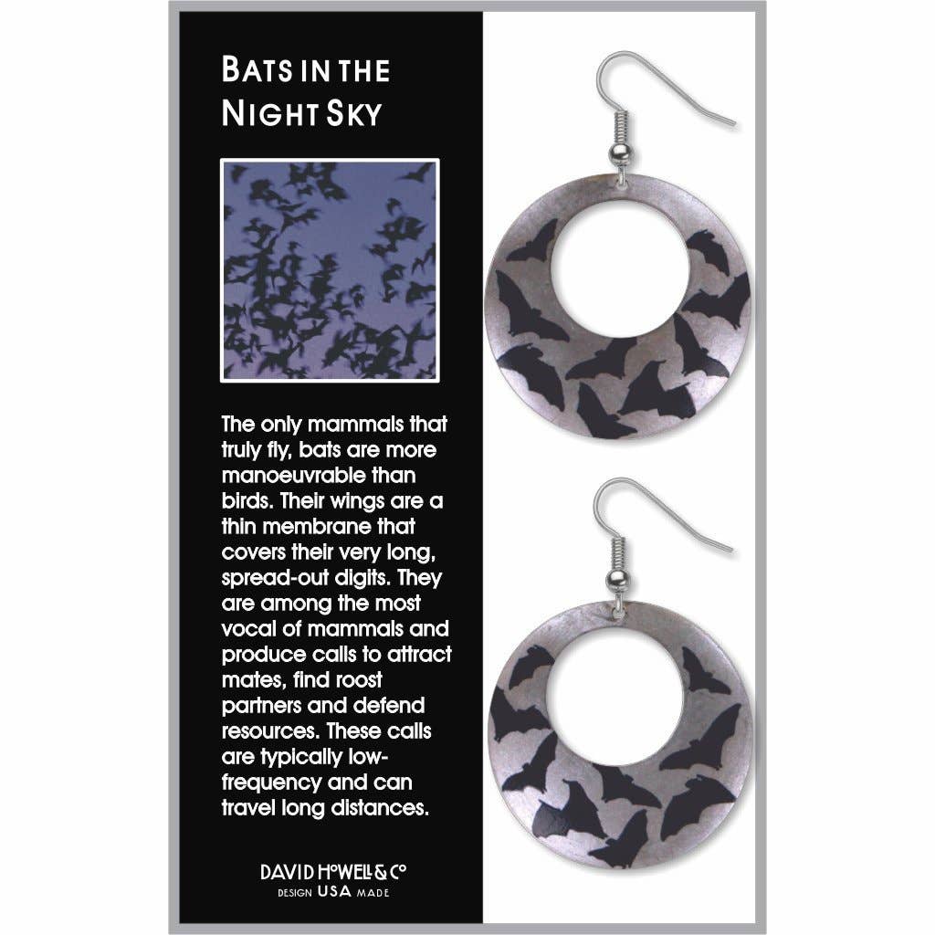 Boxed Jewelry - Bats In The Night Sky - Giclee Print - Faux Gilt Earrings