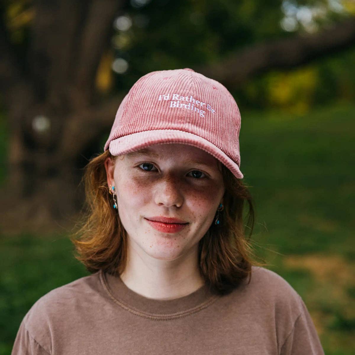 Hat - I'd Rather Be Birding Corduroy in Pink