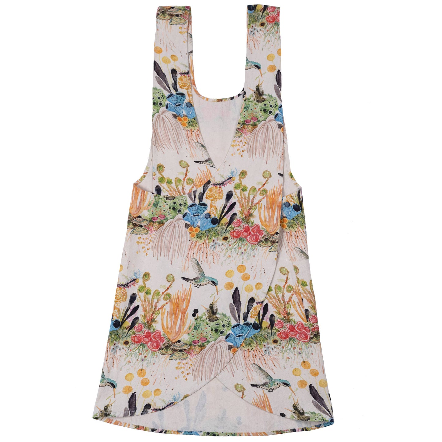 Apron - Pinafore Style - Lichen Jungle with Hummingbirds