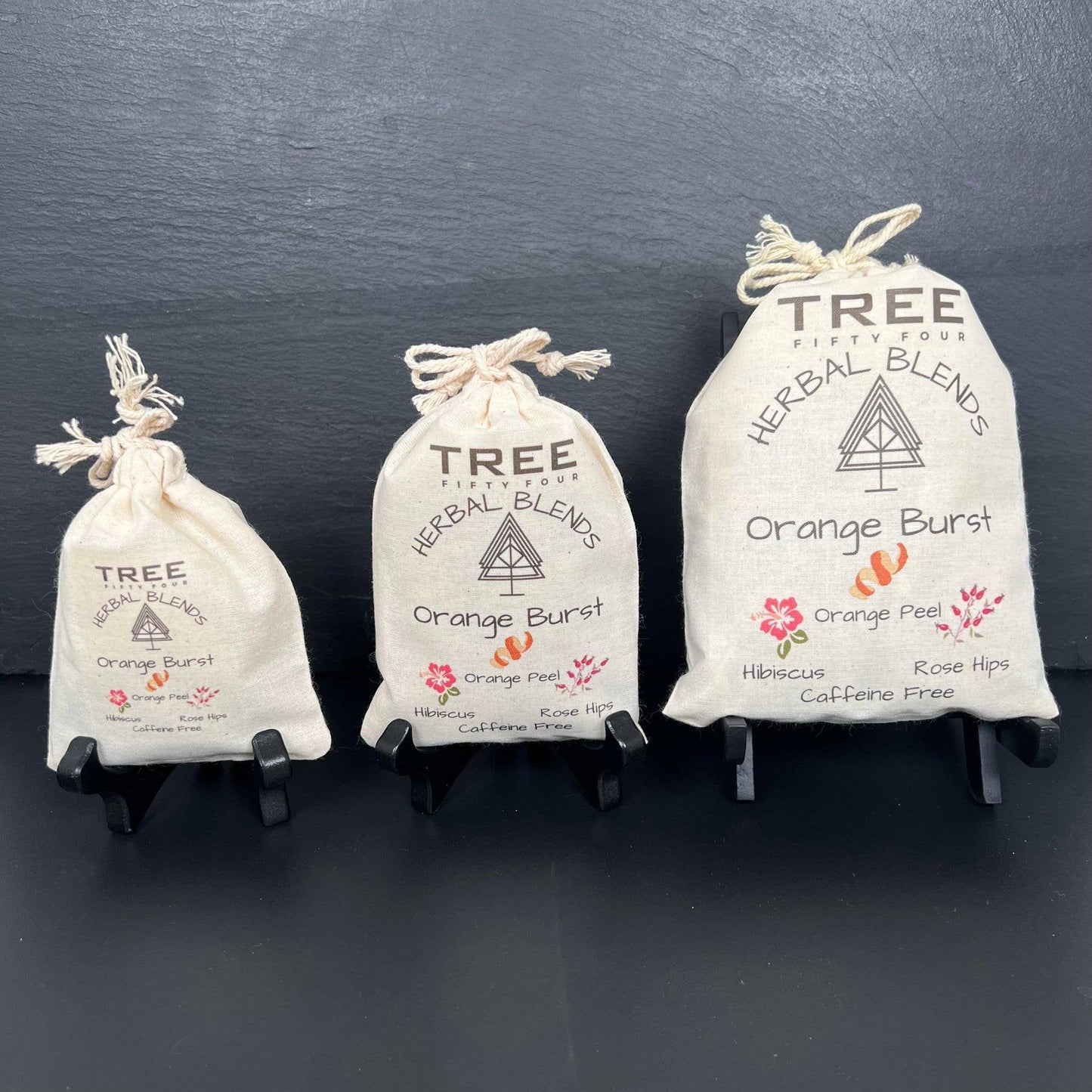Loose Tea in Drawstring Sachet - Tree Fifty Four - Orange Burst Herbal Tea Blend (2oz)
