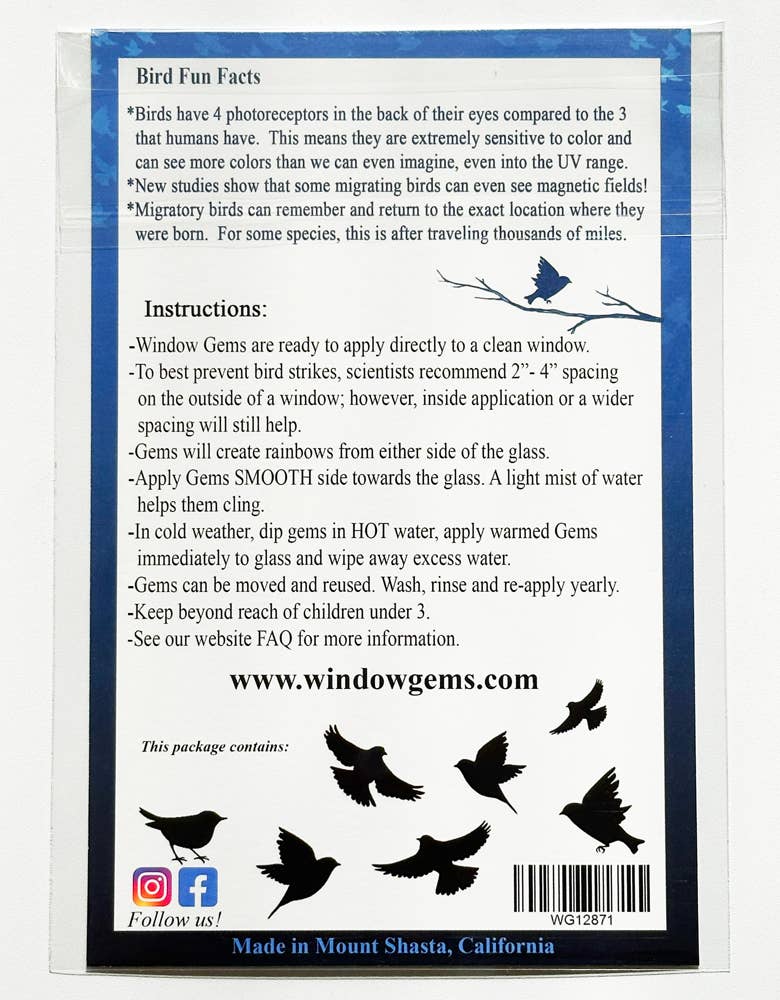 Window Gems - Bird - Window Clings Bird Strike Prevention Decals