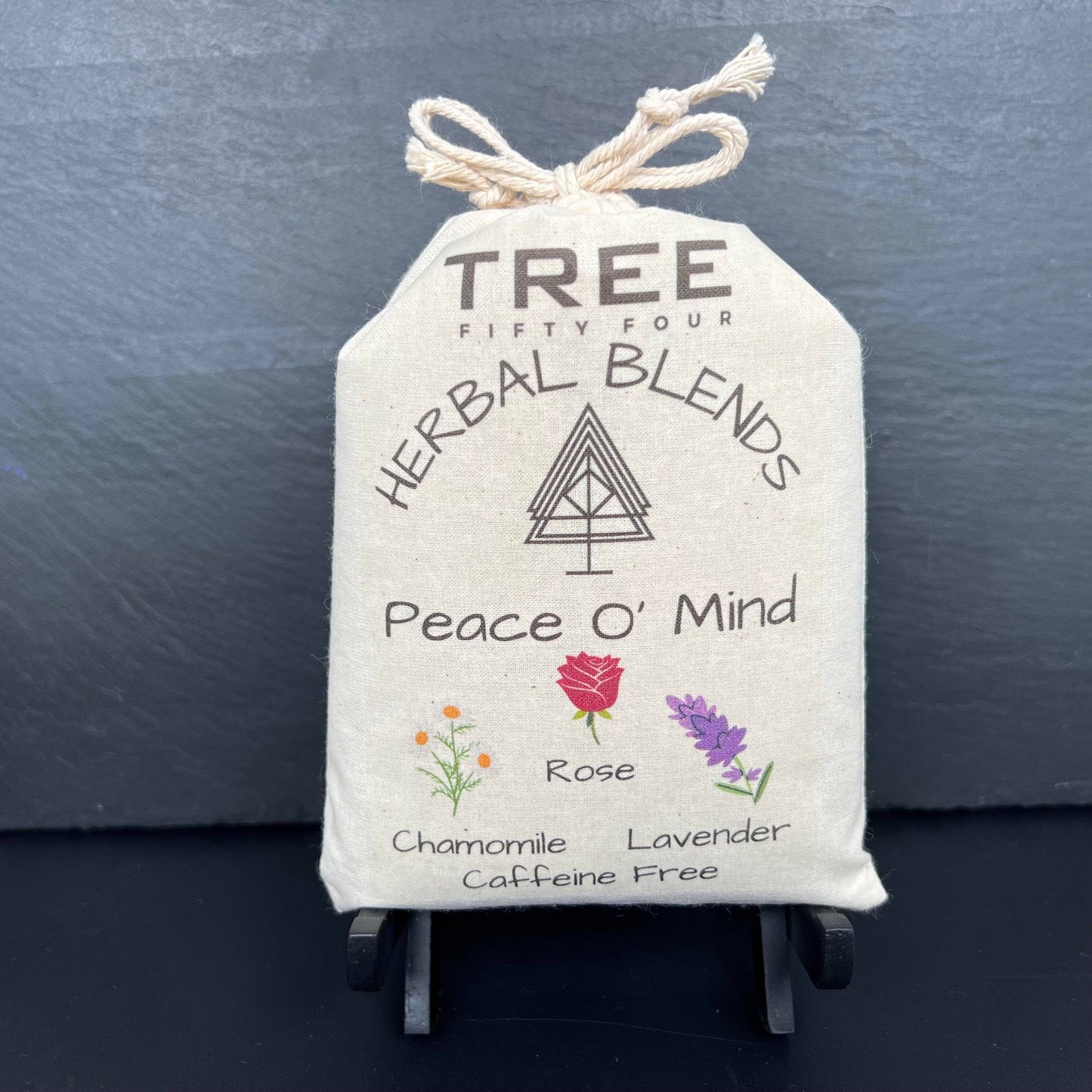 Loose Tea in Drawstring Sachet - Tree Fifty Four - Peace O' Mind Herbal Tea Blend (3oz)