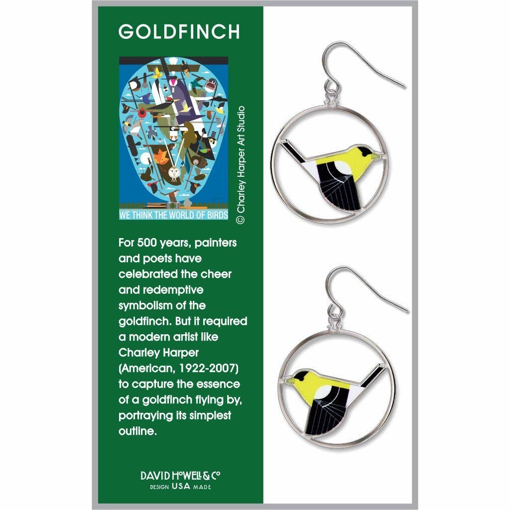 Boxed Jewelry - Charley Harper's Goldfinch Earrings
