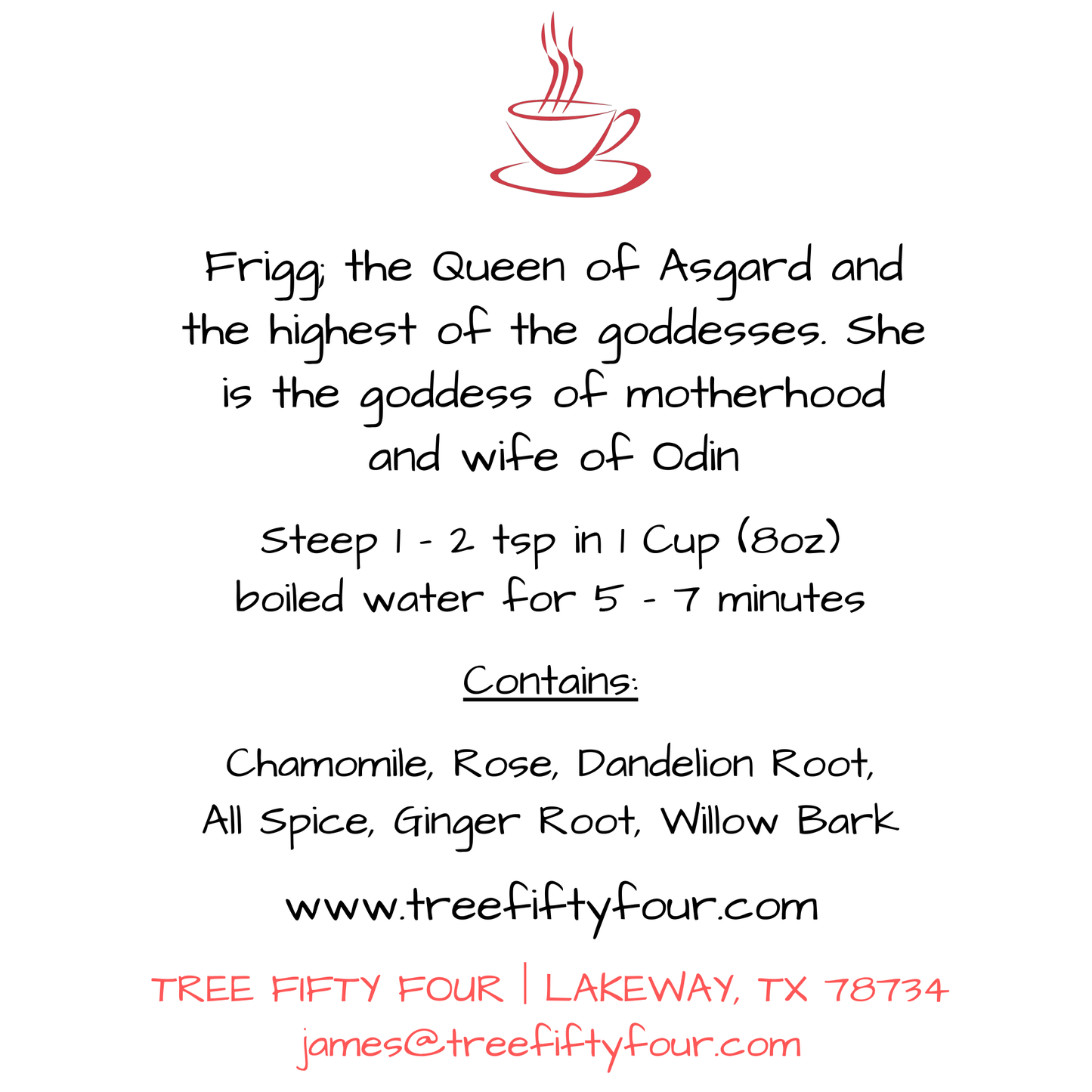 Loose Tea in Drawstring Sachet - Tree Fifty Four - Frigg's Herbal Tea Blend (3oz)