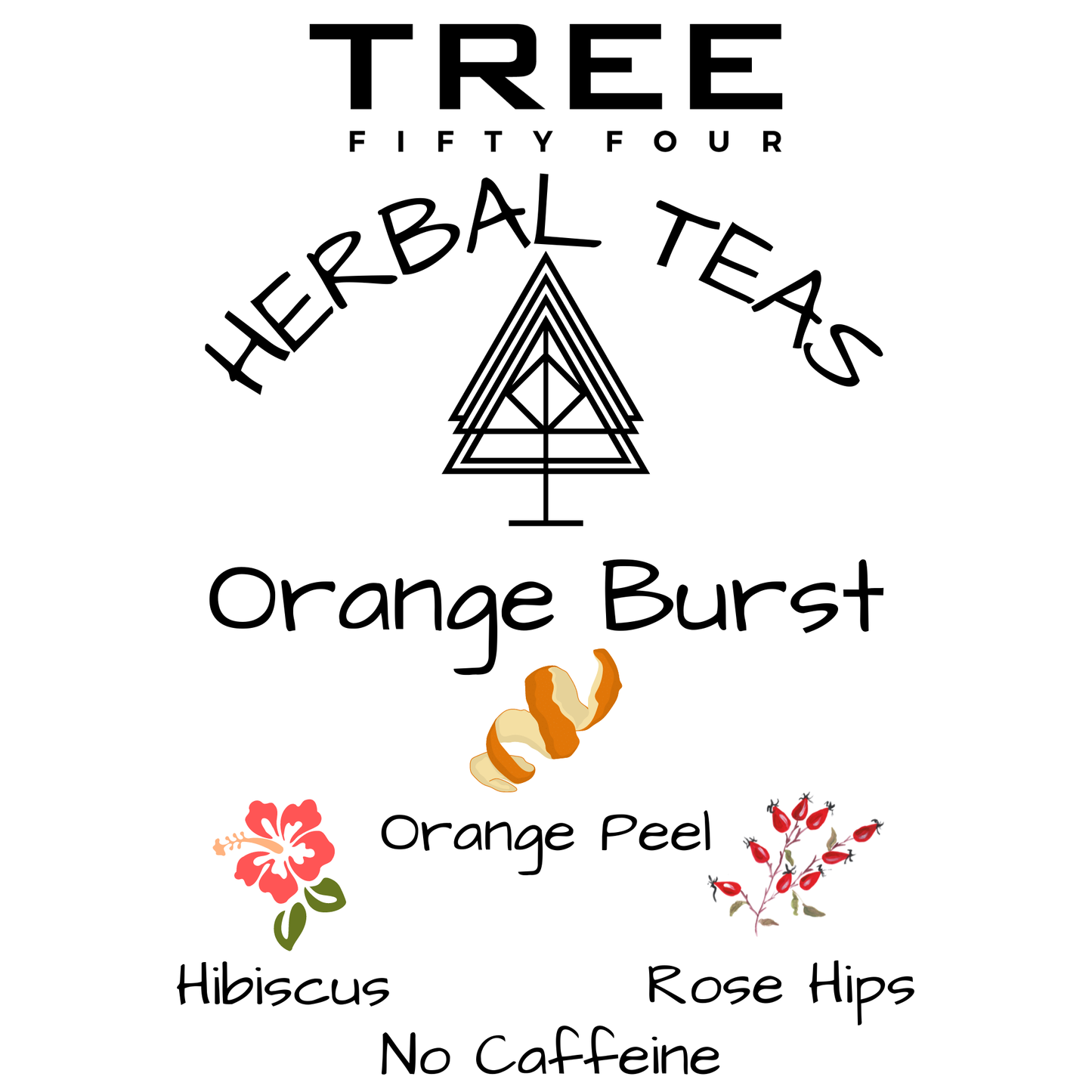 Loose Tea in Drawstring Sachet - Tree Fifty Four - Orange Burst Herbal Tea Blend (2oz)