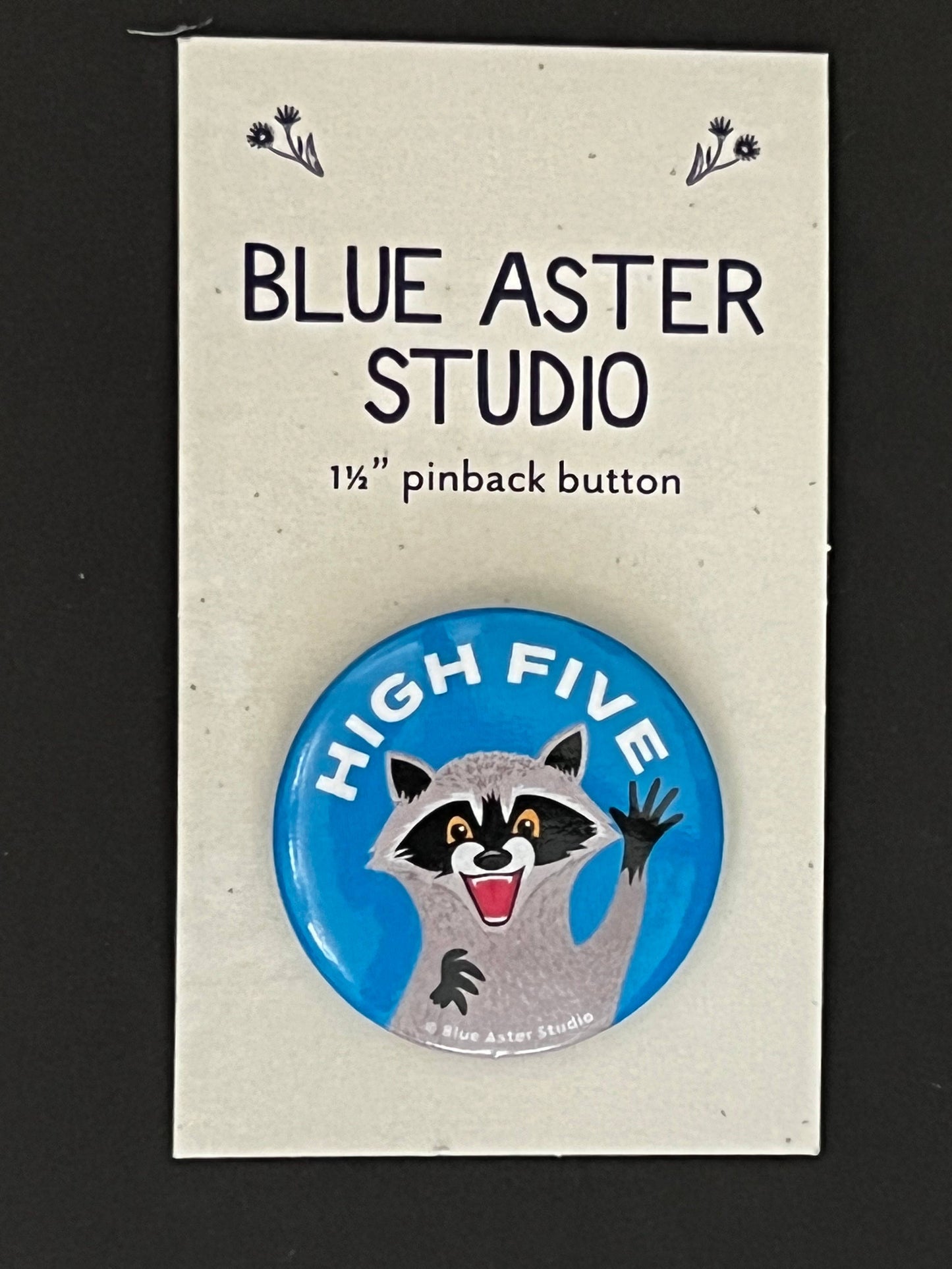 Pinback Button - Raccoon - "High Five"