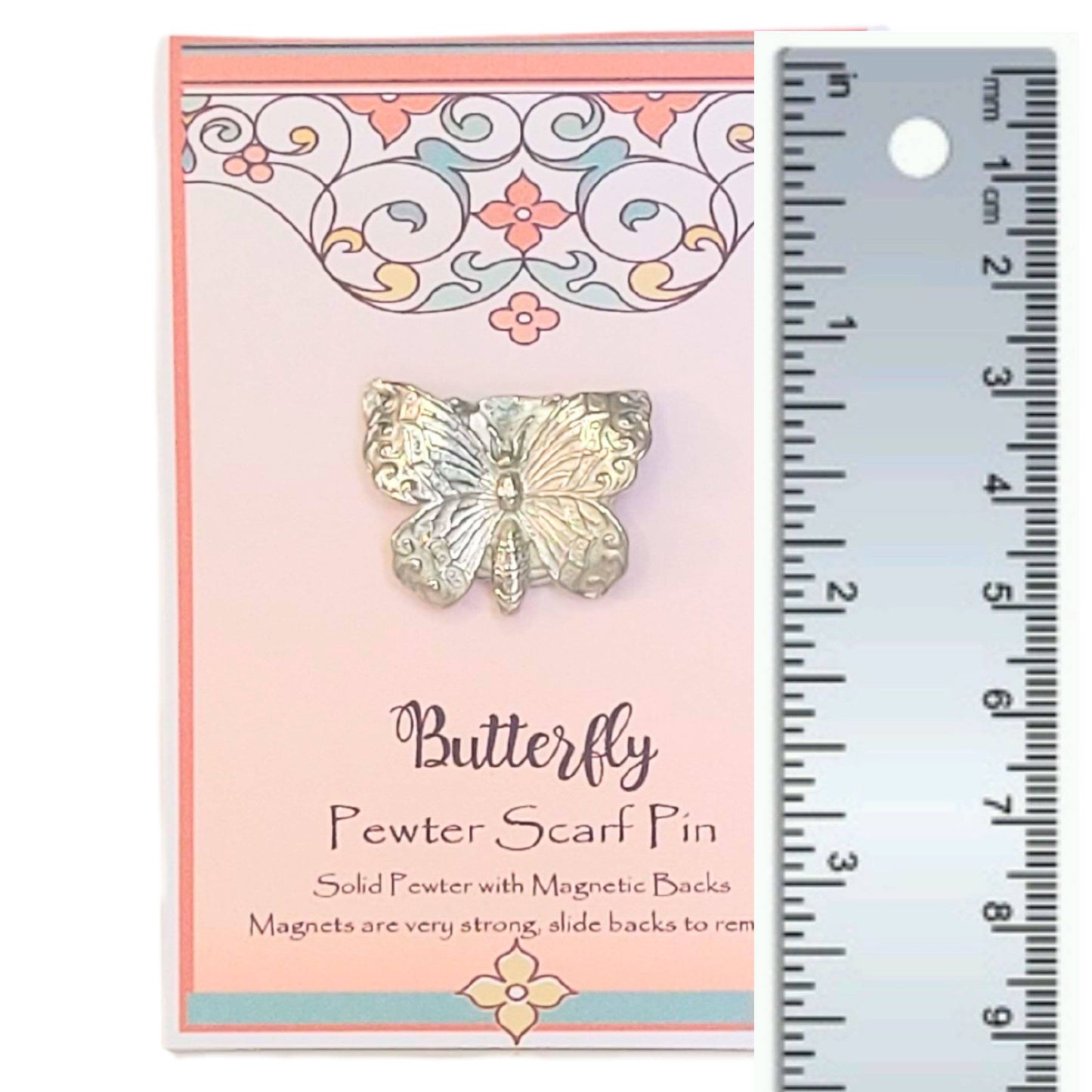 Scarf Magnetic Pin - Pewter - Butterfly