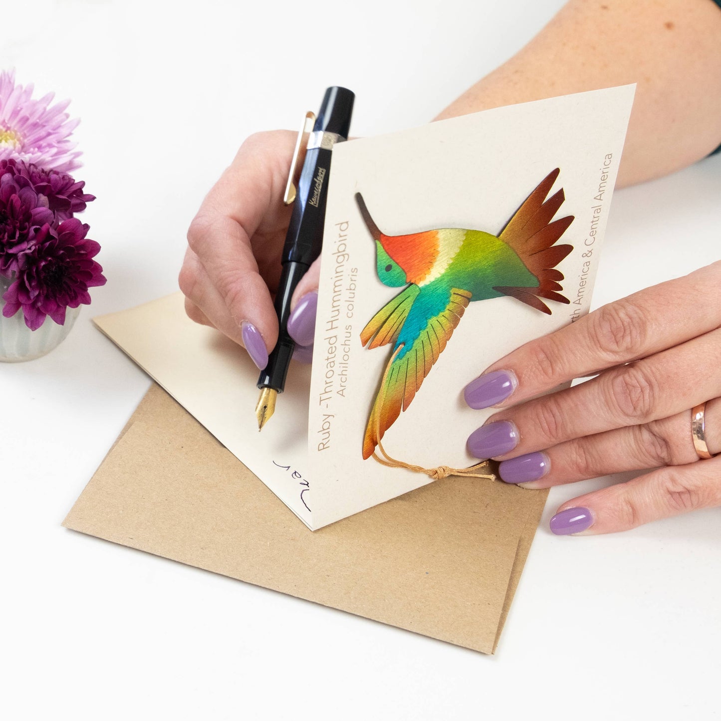 Greeting Card  - Ruby-Throated Hummingbird Ornament + Notecard