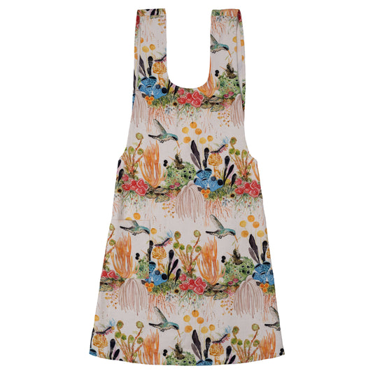 Apron - Pinafore Style - Lichen Jungle with Hummingbirds