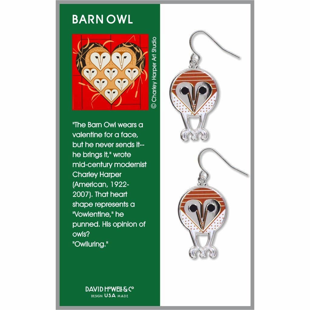 Boxed Jewelry - Charley Harper's Barn Owl Earrings