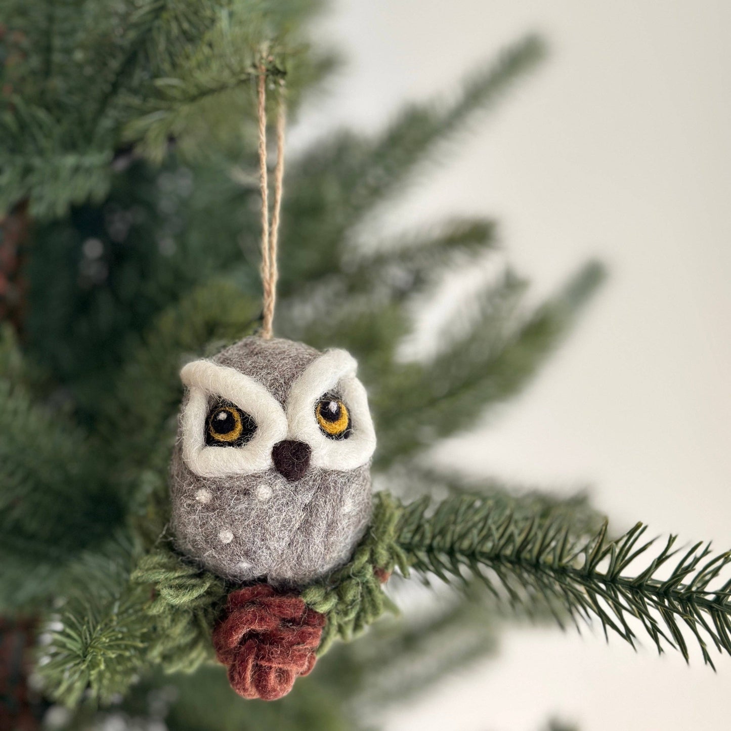 Ornament - Felted Owl in Moon