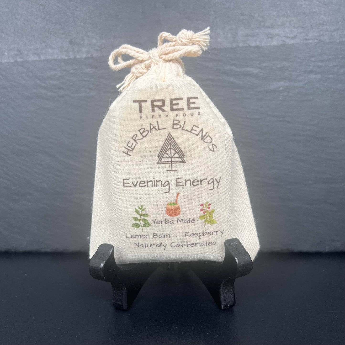 Loose Tea in Drawstring Sachet - Tree Fifty Four - Evening Energy Herbal Tea Blend (3oz)