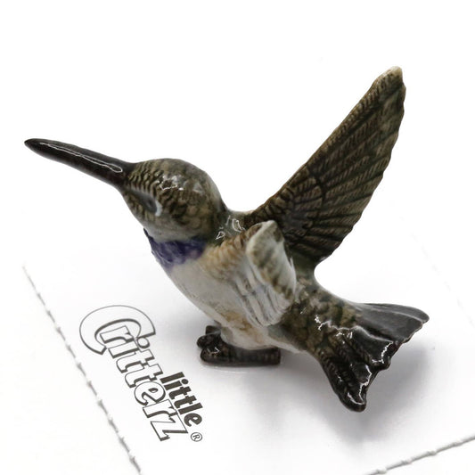 Little Critterz Porcelain Miniature - "Bell" Black-chinned Hummingbird