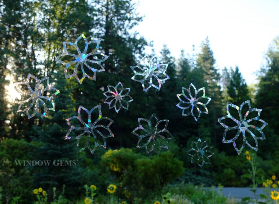 Window Gems - Flowers - Window Clings Bird Strike Prevention Decals