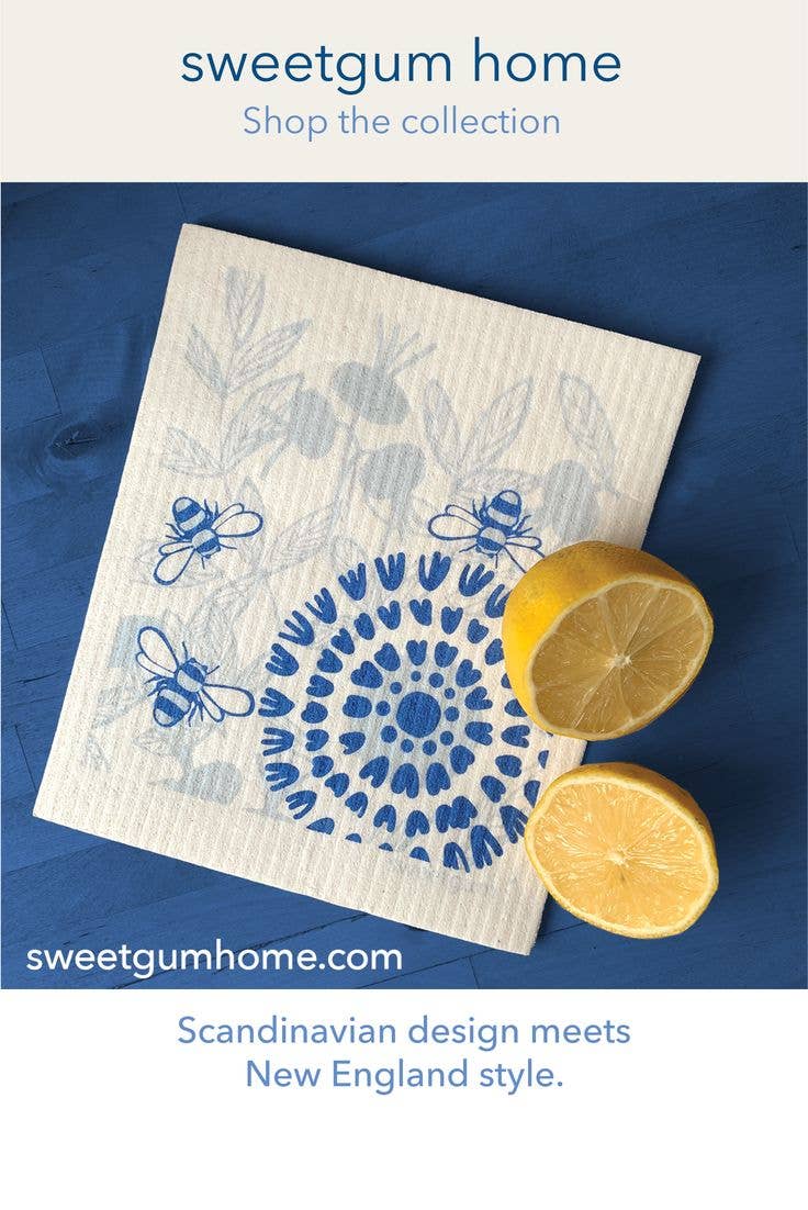 Eco-Friendly Dishcloth - Bloom in Blue with Bees