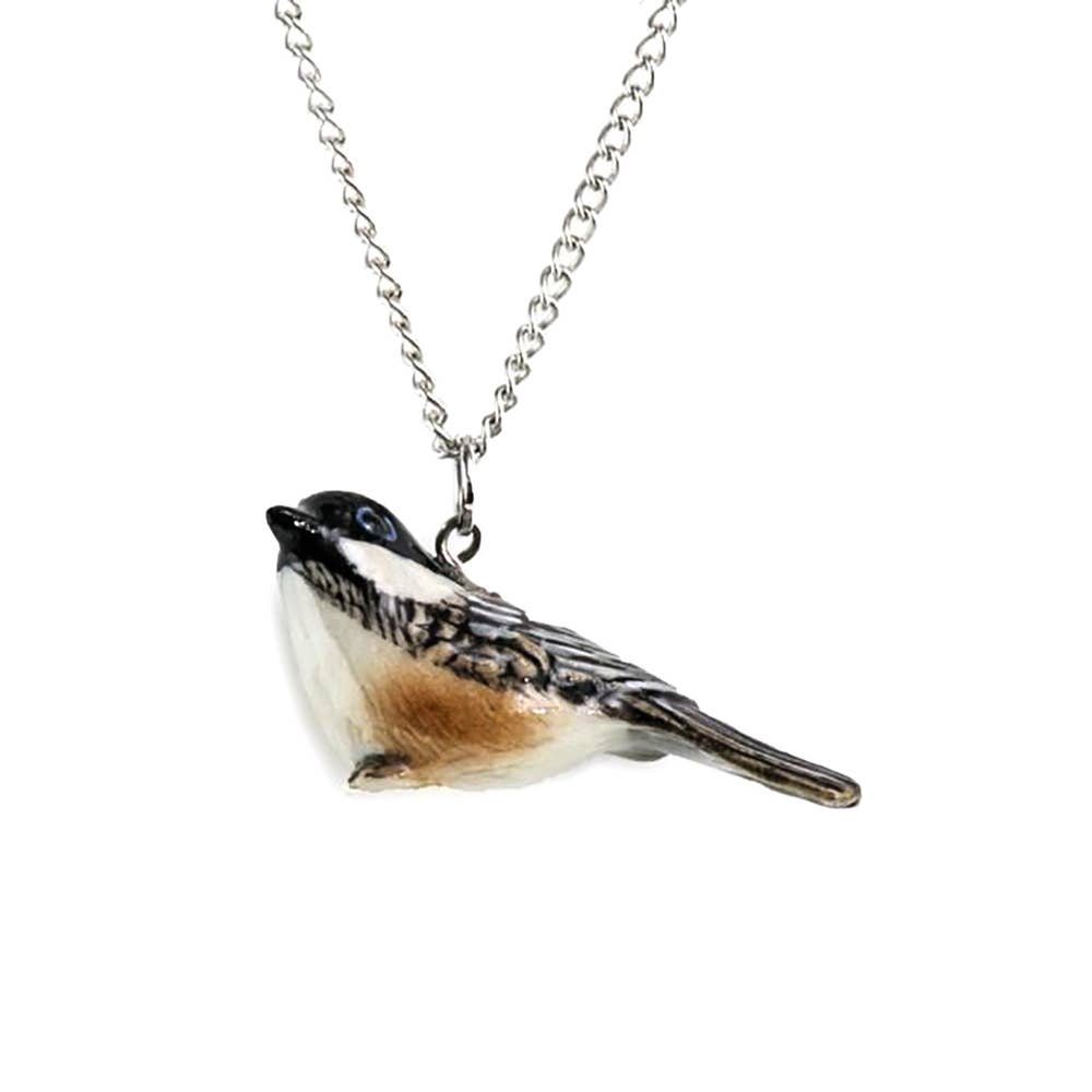 Necklace - Hand-Painted Porcelain - Chickadee