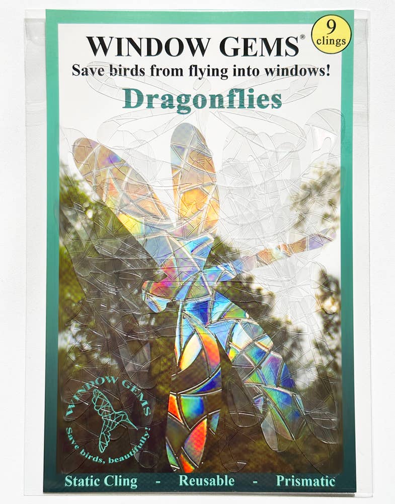 Window Gems - Dragonfly - Window Clings Bird Strike Prevention Decals