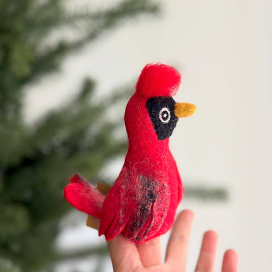 Finger Puppet - Felted Cardinal