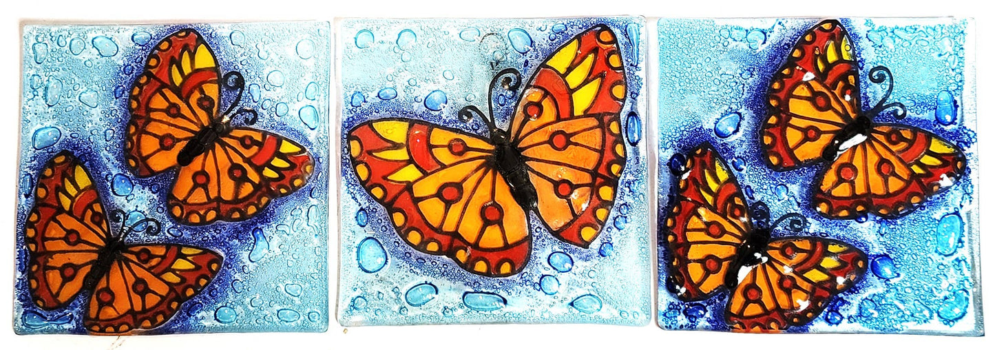 Wall Tile / Sun Catcher - Glass Art - Butterflies