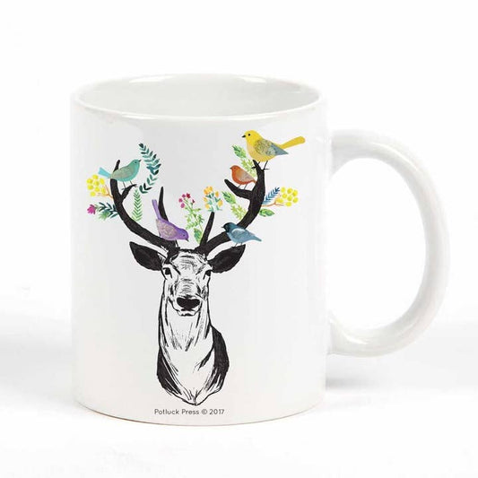 Mug - Ceramic - Birds on Antlers