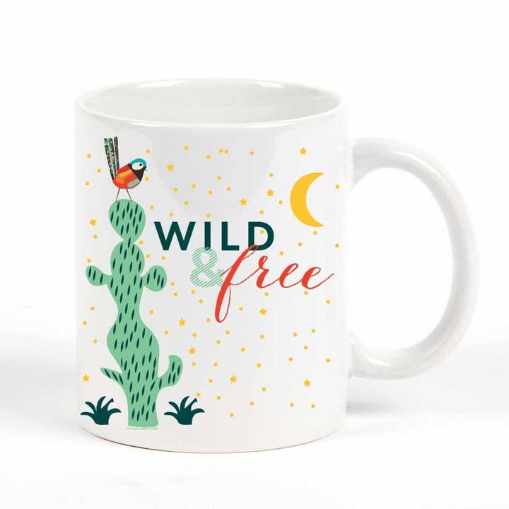 Mug - Ceramic - Wild and Free Cactus with Bird