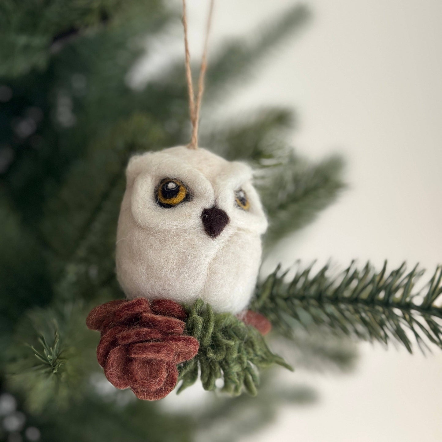 Ornament - Felted Owl in Moon