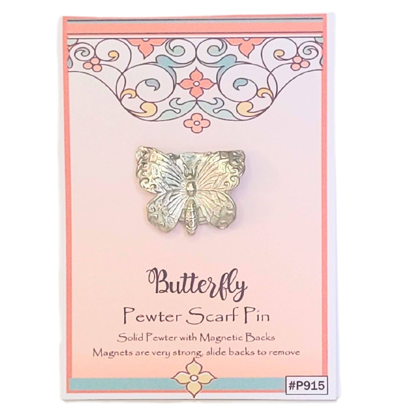 Scarf Magnetic Pin - Pewter - Butterfly