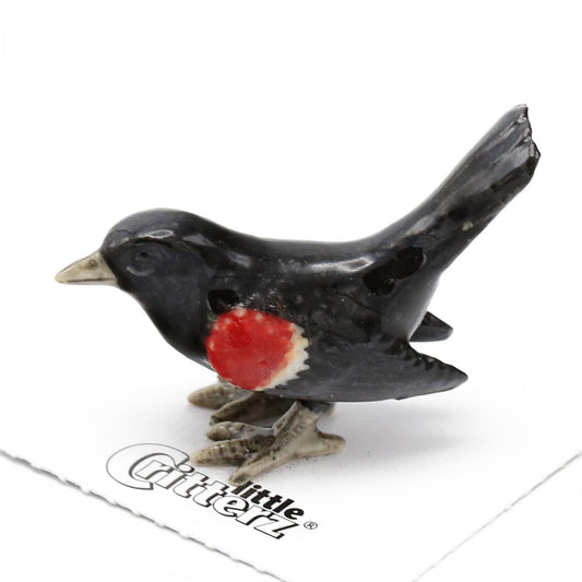 Little Critterz Porcelain Miniature - "Marsh" Red Winged Blackbird