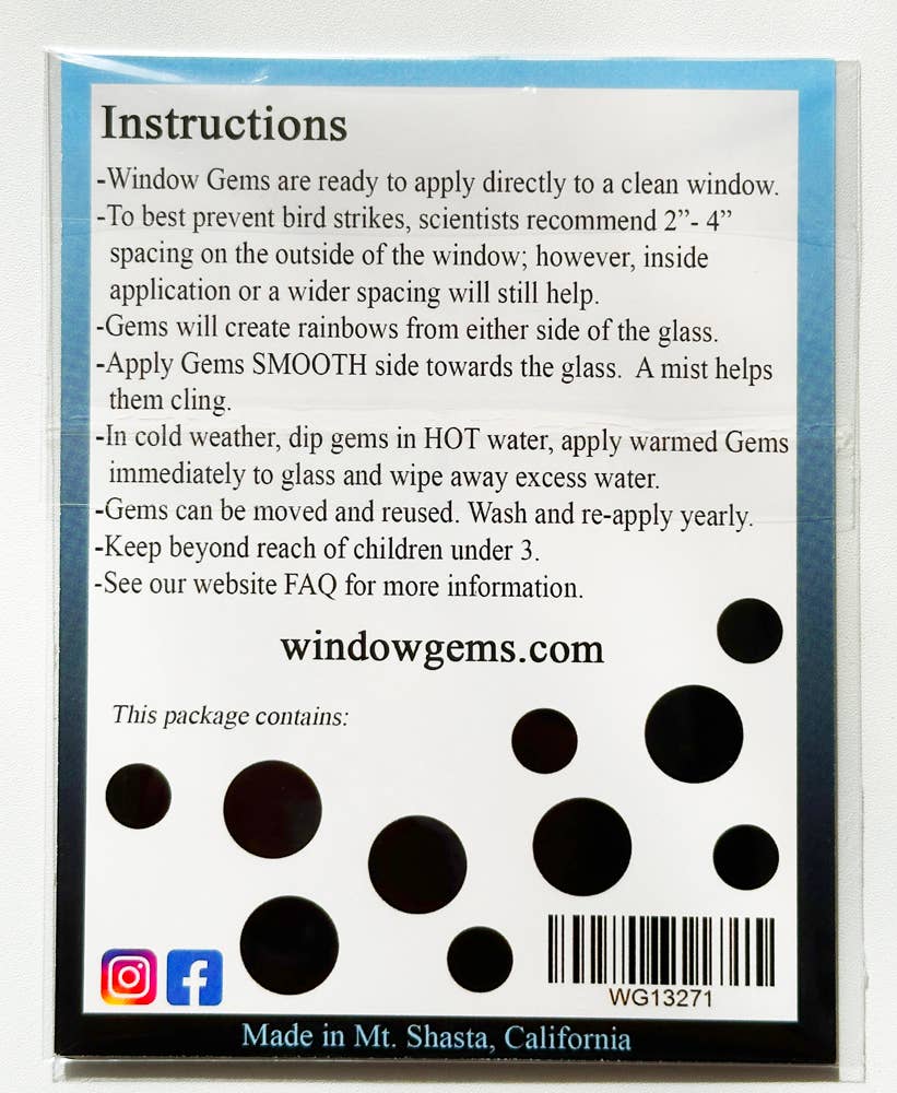 Window Gems - Circles - Window Clings Bird Strike Prevention Decals