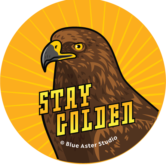 Pinback Button - Bird Eagle - "Stay Golden"