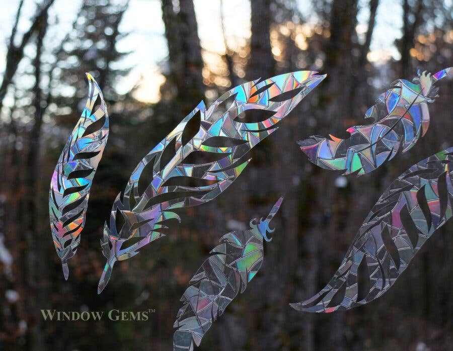 Window Gems - Feathers - Window Clings Bird Strike Prevention Decals
