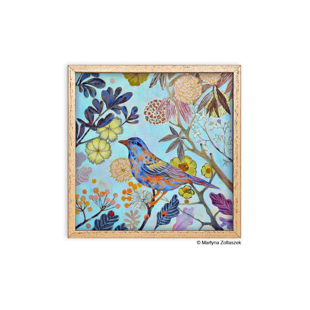 Framed Canvas Art - "Songbird" by Martyna Zoltaszek (6x6)