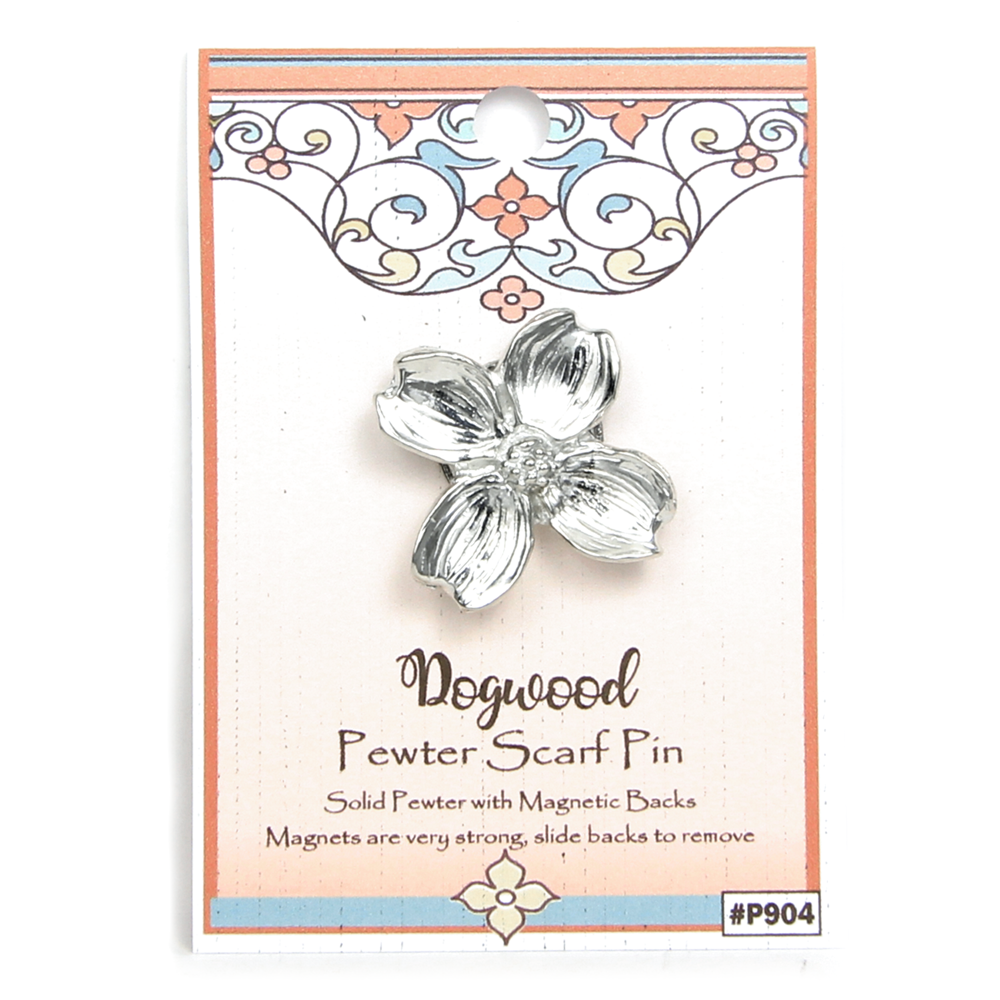 Scarf Magnetic Pin - Pewter - Dogwood Flower