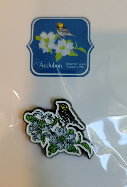 Souvenirs - Golden-cheeked warbler on Flowering dogwood (Logo)