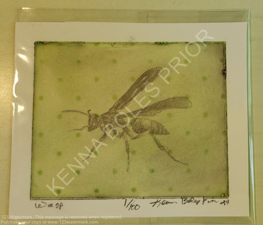 Kenna Boles Prior Original Artwork - 4" x 5" Photogravure - Wasp