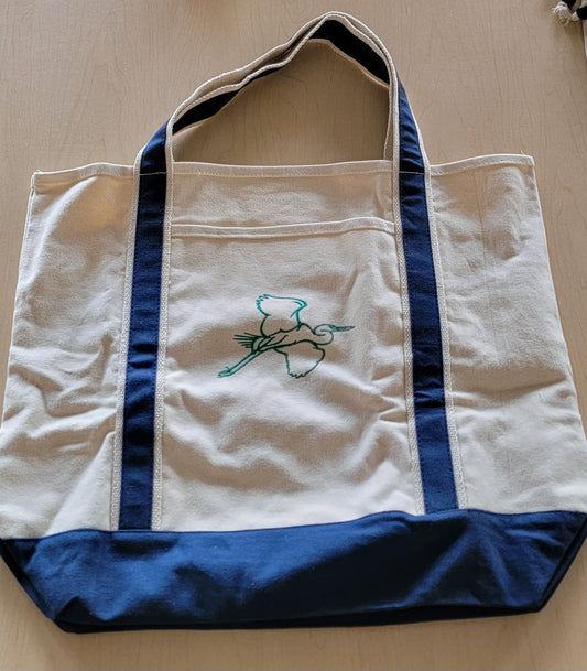 Tote Bag - Audubon Embroidered Great Egret Jumbo Heavy Canvas Tote Bag