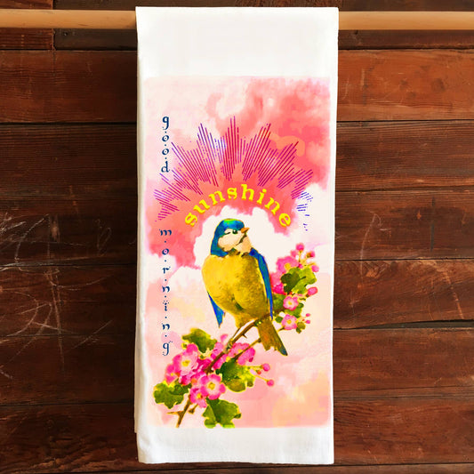 Flour Sack Tea Towel - Sunshine Bird