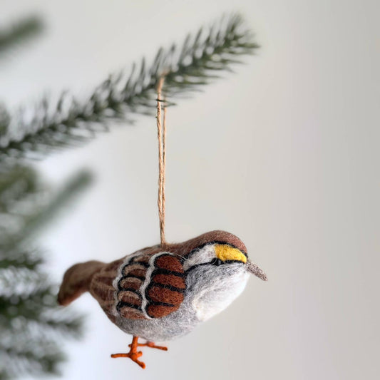 Ornament - Felted White Throated Sparrow