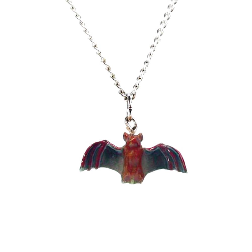 Necklace - Hand-Painted Porcelain - Little Brown Bat