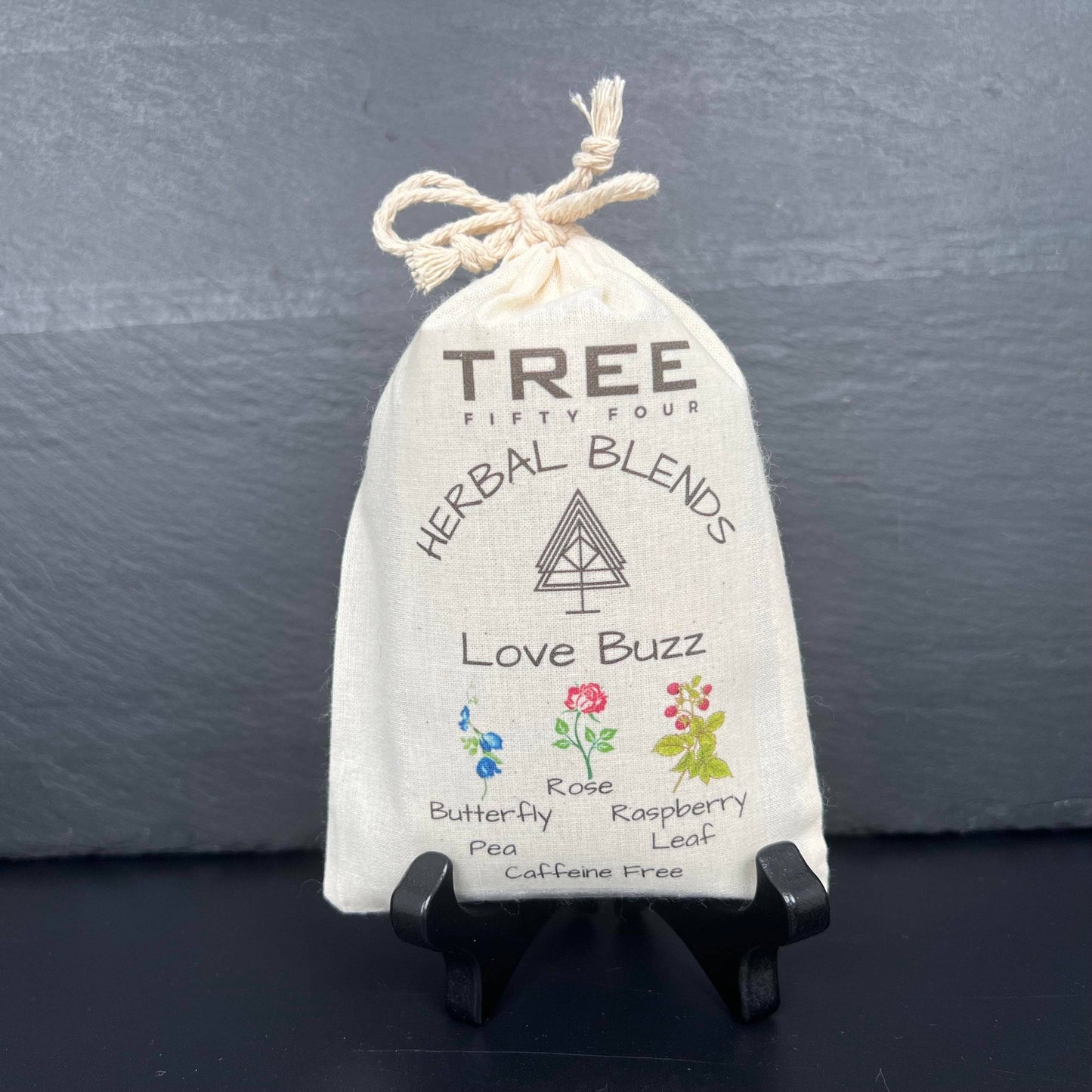 Loose Tea in Drawstring Sachet - Tree Fifty Four - Love Buzz Herbal Tea Blend (3oz)