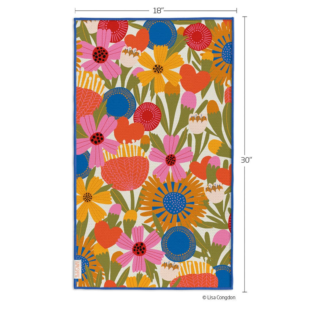 Microfiber Dish Towel - "Jolies Fleurs" by Lisa Congdon