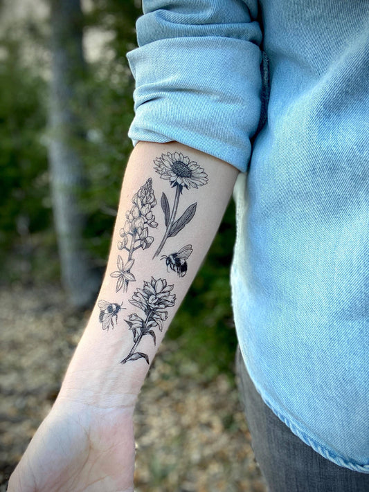 Temporary Tattoo - Texas Wildflowers (1 pack)