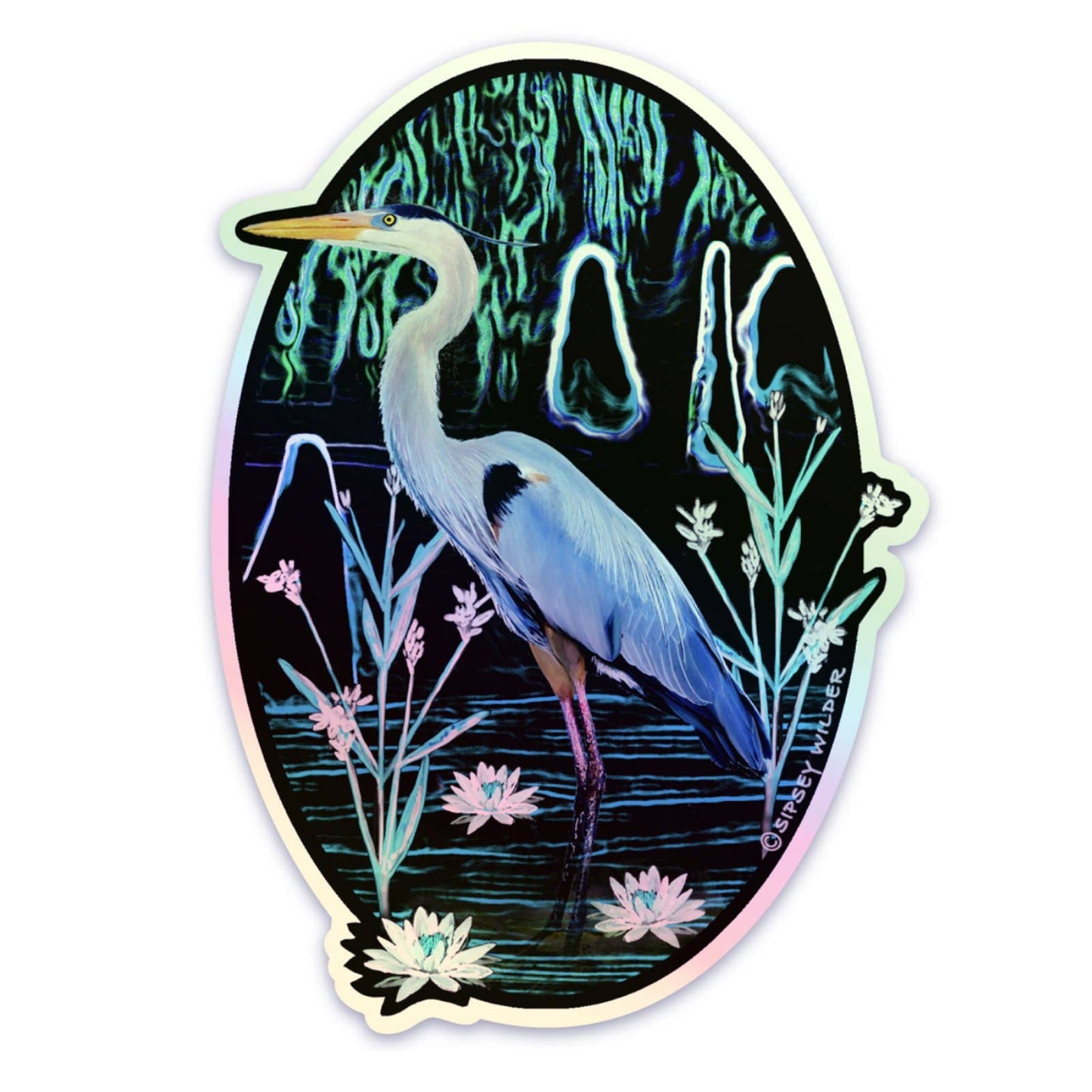 Sticker - Holographic Great Blue Heron