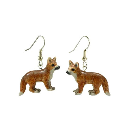 Earrings - Hand-Painted Porcelain - Red Foxes