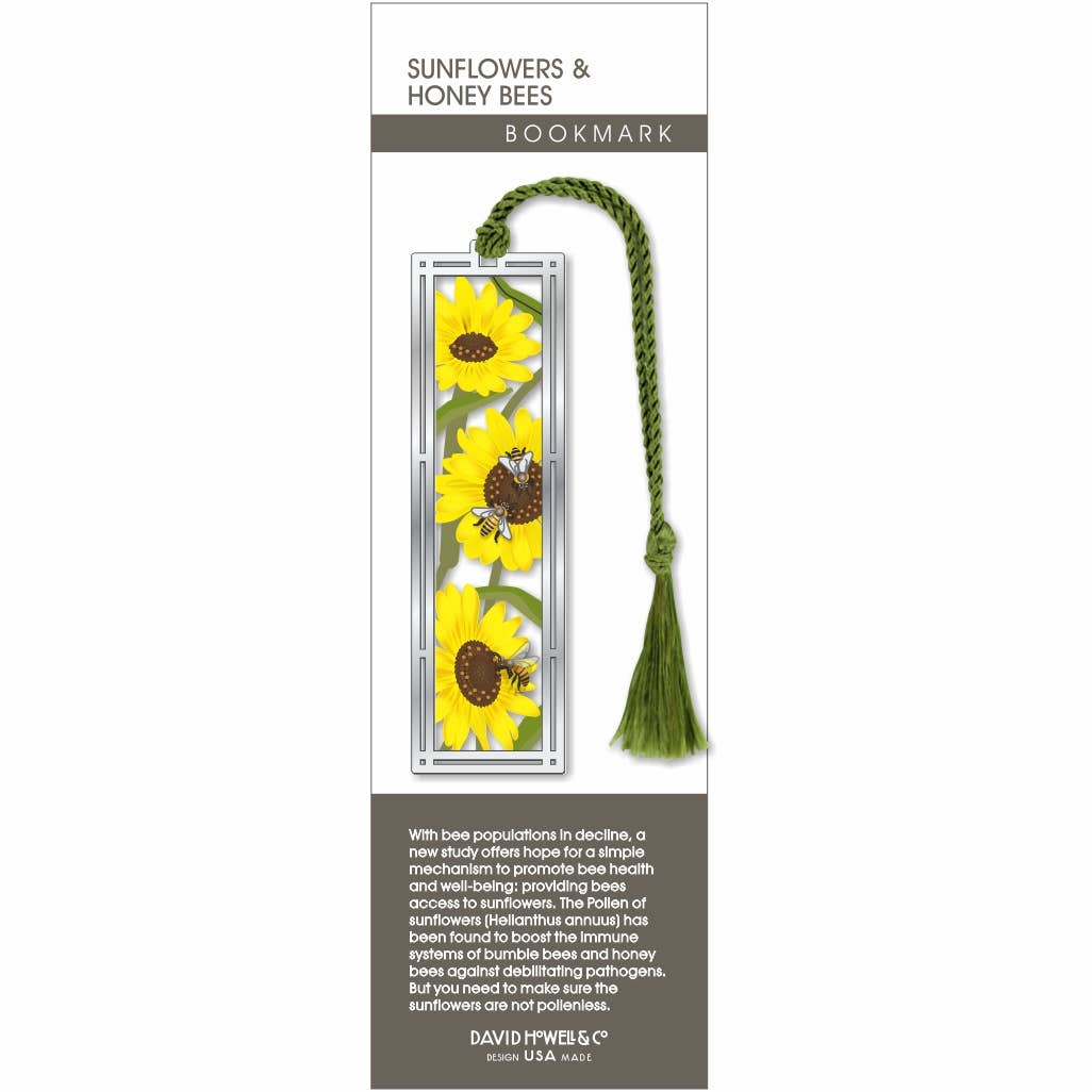 Bookmark - Sunflowers & Honey Bees Metal Bookmark